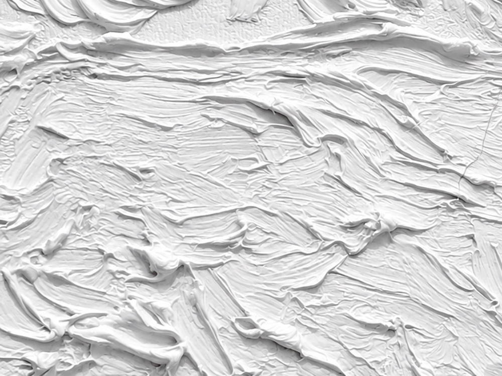White relief layers reproducing the artwork's brushwork