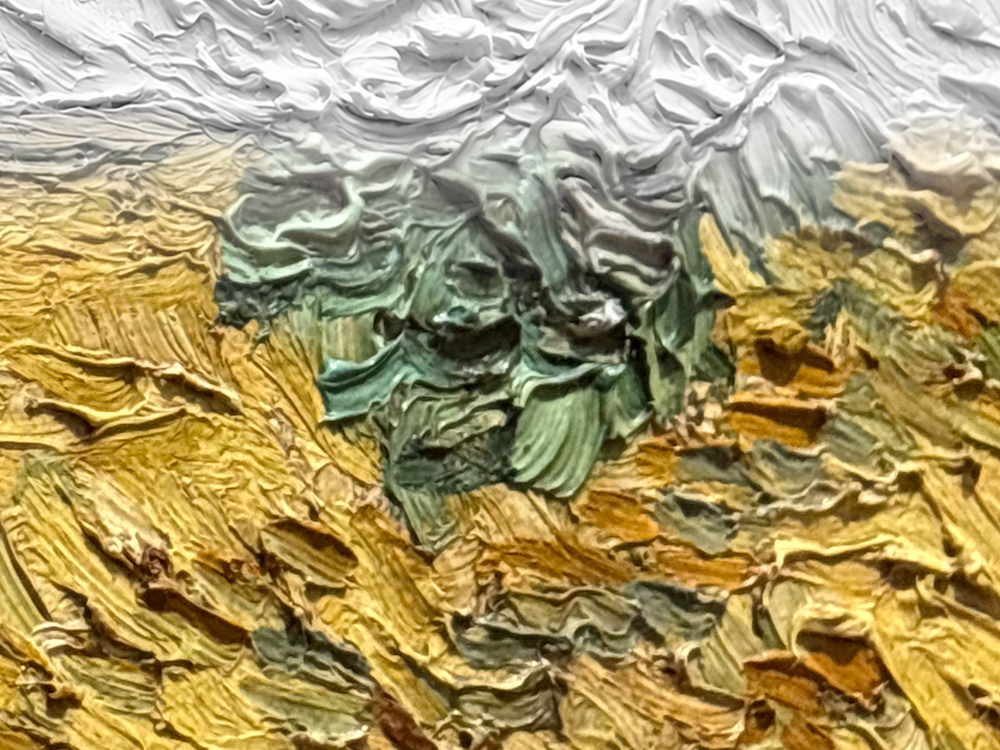 Close-up of the rendered color and raised brushwork